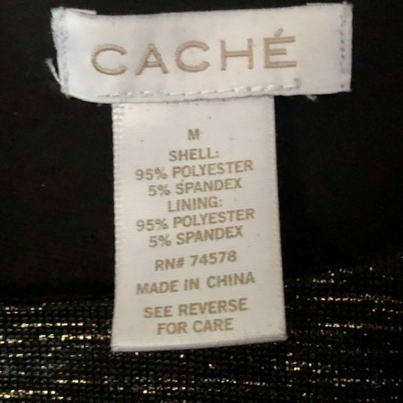 Cache Ruched Front Sheath w/ Goldtone Zippers - Black/Gold - M - Picture 9 of 9